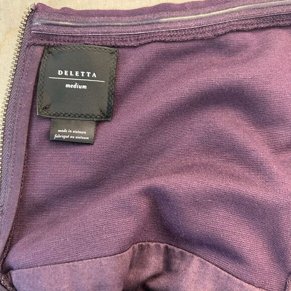 Deletta Anthropologie Purple Strapless fanned bodice cocktail Dress Size M - Picture 8 of 11
